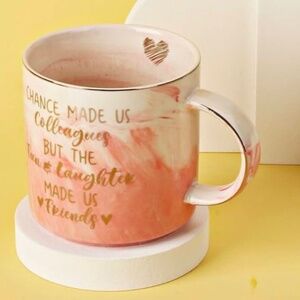 Hendson | NIB Colleague Pink Marble Mug Gold Accents Coffee Cup